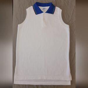 Kelly's Kids Size Small Retro Golf Tennis White Polo Blue Collared Tank